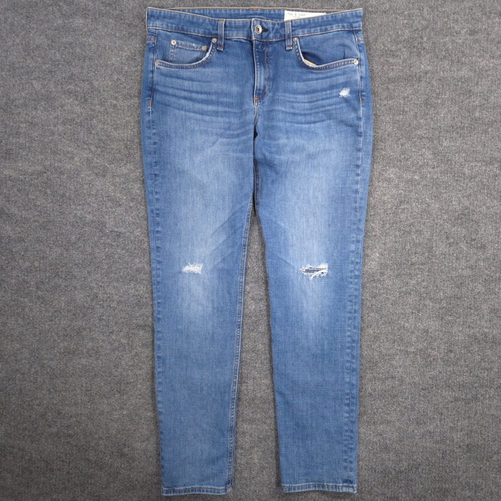 Rag & Bone‎ Jeans Womens 28 Blue Dre Low Rise Slim Boyfriend Distressed Denim